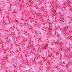 Broušené korálky 4mm Crystal Pink Lined - 225 ks