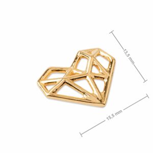 Stříbrný spojovací díl origami srdce pozlacený 24K zlatem č.1043 - 5 ks - 5 ks
