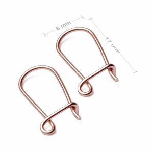 Náušnicové háčky zavírací 17x8mm v barvě rose gold - 30 párů