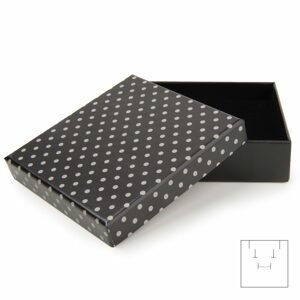 Dárková krabička na šperk černá s puntíky 86x86x25 - 10 ks