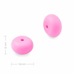 Silikonové korálky rondelky 14x8mm Candy Pink - 20 ks