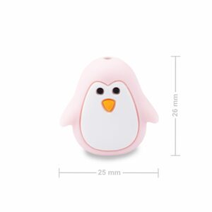 Silikonový korálek tučňák Baby Pink - 5 ks - 5 ks