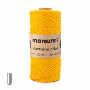 Manumi Macramé příze stáčená 3mm tmavě žlutá - 1 ks