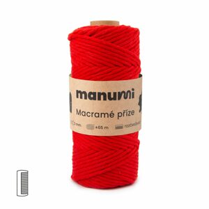Manumi Macramé příze stáčená 3mm červená - 1 ks