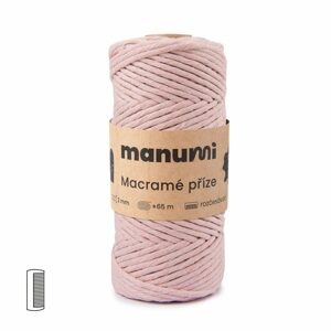 Manumi Macramé příze stáčená 3mm světle růžová - 1 ks