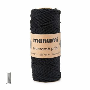 Manumi Macramé příze stáčená 3PLY 3mm černá - 1 ks