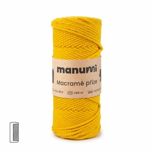 Manumi Macramé příze stáčená 3PLY 3mm tmavě žlutá - 1 ks