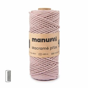 Manumi Macramé příze stáčená 3PLY 3mm světle růžová - 1 ks