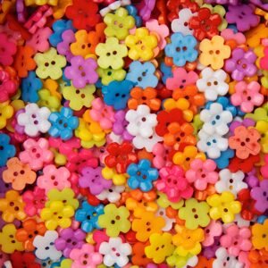 Plastové knoflíky kytičky 20ks barevné - 20 ks