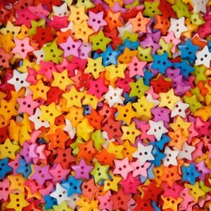 Plastové knoflíky hvězdičky 30ks barevné - 150 ks