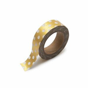 Washi páska s puntíky 10m zlato-bílá - 1 ks