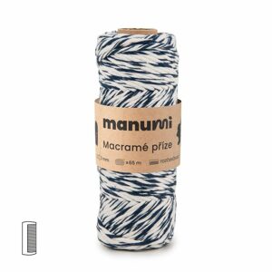 Manumi Macramé příze stáčená 3mm natural-tmavě modrá - 1 ks