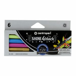 Centropen popisovače Shine 4 Black 2590 metalické sada 6ks - 1 balení