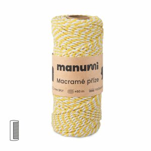 Manumi Macramé příze stáčená 2PLY 3mm žluto-bílá - 1 ks