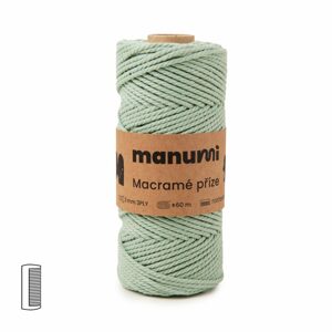 Manumi Macramé příze stáčená 3PLY 3mm Eukalyptus - 3 ks
