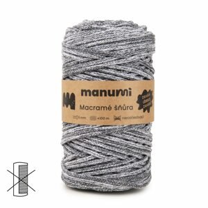 Manumi Macramé šňůra 5mm tmavě šedý melír - 1 ks