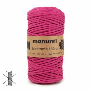 Manumi Macramé šňůra 3mm tmavě růžová - 1 ks