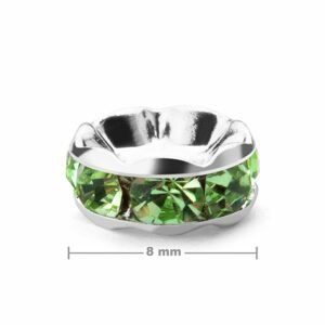 Štrasová rondelka 8mm stříbrná Peridot - 4 ks