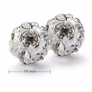 Štrasová kulička 10mm stříbrná Crystal - 2 ks