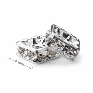 Štrasový čtverec 8x8mm Crystal - 4 ks