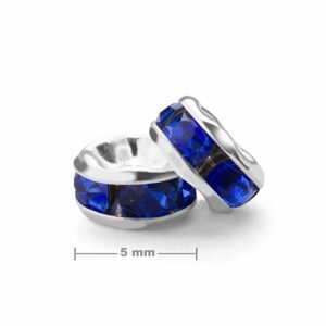 Štrasová rondelka 5mm stříbrná Sapphire - 20 ks