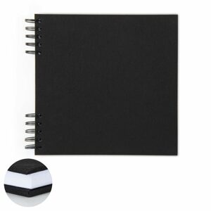 Scrapbookový kroužkový blok na šířku 24 listů 22x22cm v černé barvě s bílým papírem 300g/m² - 1 ks