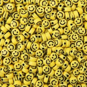 Žluté plastové korálky s Emoji - 1 balení