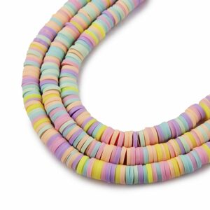 Heishi polymerové korálky pastelové - 5 šňůrek