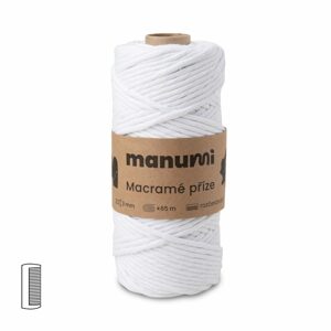 Manumi Macramé příze stáčená 3mm bílá - 1 ks