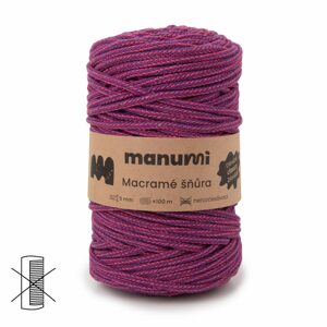 Manumi Macramé šňůra 5mm tmavě růžovo-fialová - 1 ks