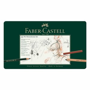 Faber-Castell sada na kreslení Pitt Monochrome v plechové krabičce 33ks - 1 sada
